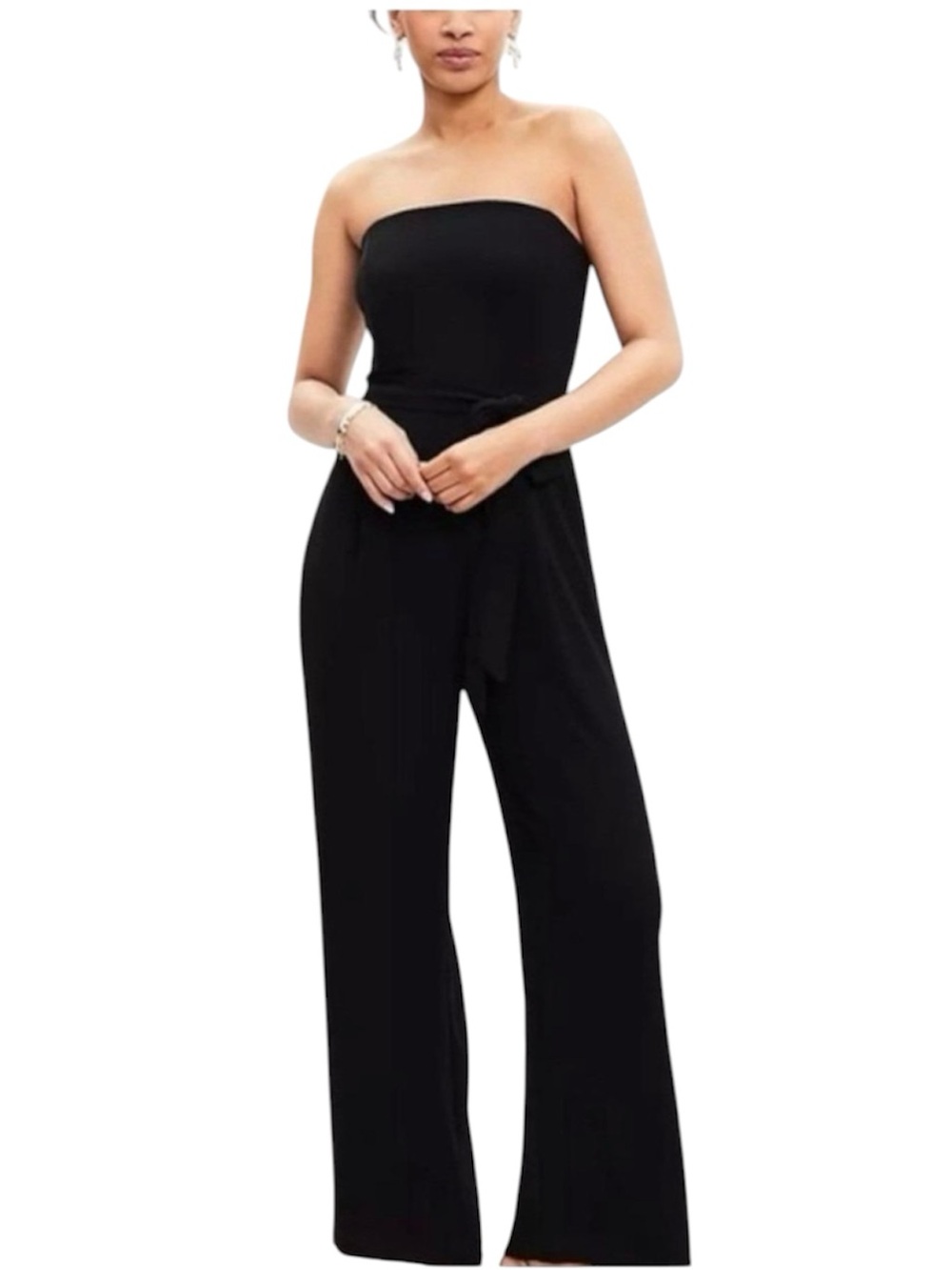 Ann Taylor‎ LOFT Strapless Black Wide-Leg Jumpsuit Size Large